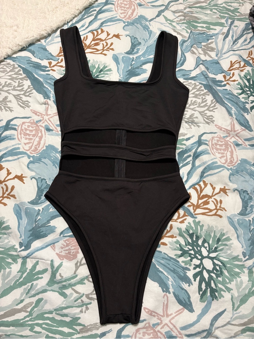 Sleek Black Cutout One-Piece Shapewear Bodysuit